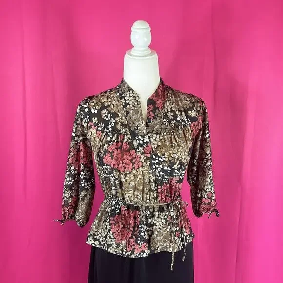 Vintage 70s Unbranded peplum secretary day dress, size Small - Picture 3 of 7